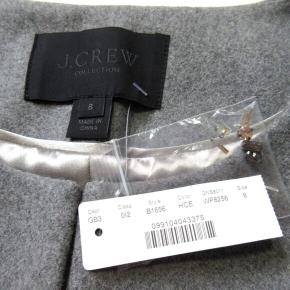 NWT J.Crew Collection Embellished Cocoon Coat in Gray Beaded Wool Topcoat 8 - Picture 4 of 14